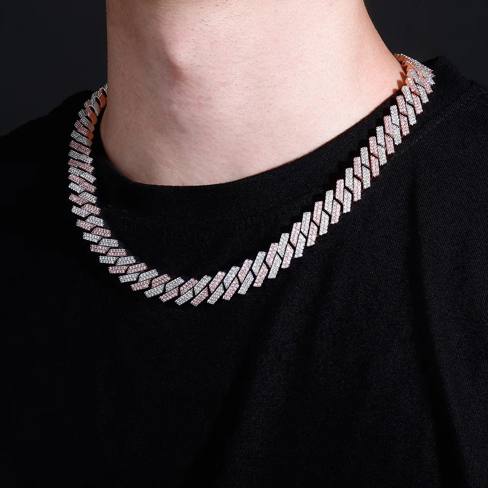 TOPGRILLZ 12mm/14mm Iced Micro Pave Cubic Zirconia Cuban Chain Necklace With Box Clasp Hip Hop Fashion Jewelry Gift Men Women