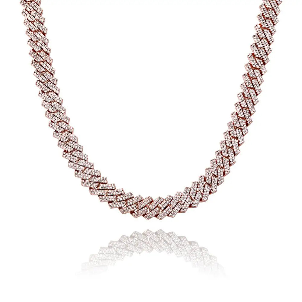 TOPGRILLZ 12mm/14mm Iced Micro Pave Cubic Zirconia Cuban Chain Necklace With Box Clasp Hip Hop Fashion Jewelry Gift Men Women