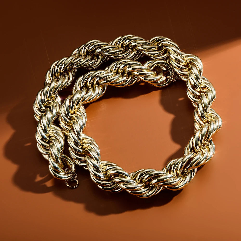 TOPGRILLZ 2021 New 30MM Rope Chain Stainless Steel Mens Luxury Necklace Hip Hop Heavy Metal Punk jewelry 30" For Party Gift
