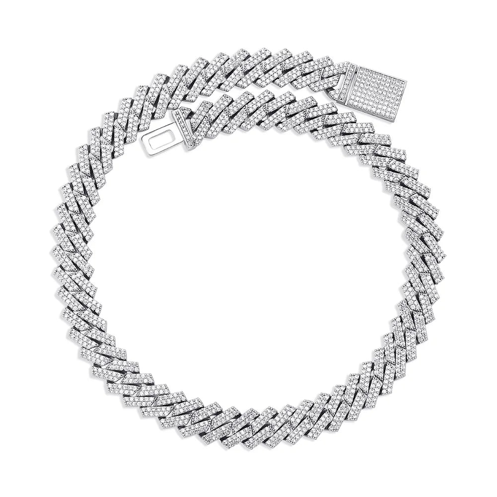 TOPGRILLZ 12mm/14mm Iced Micro Pave Cubic Zirconia Cuban Chain Necklace With Box Clasp Hip Hop Fashion Jewelry Gift Men Women