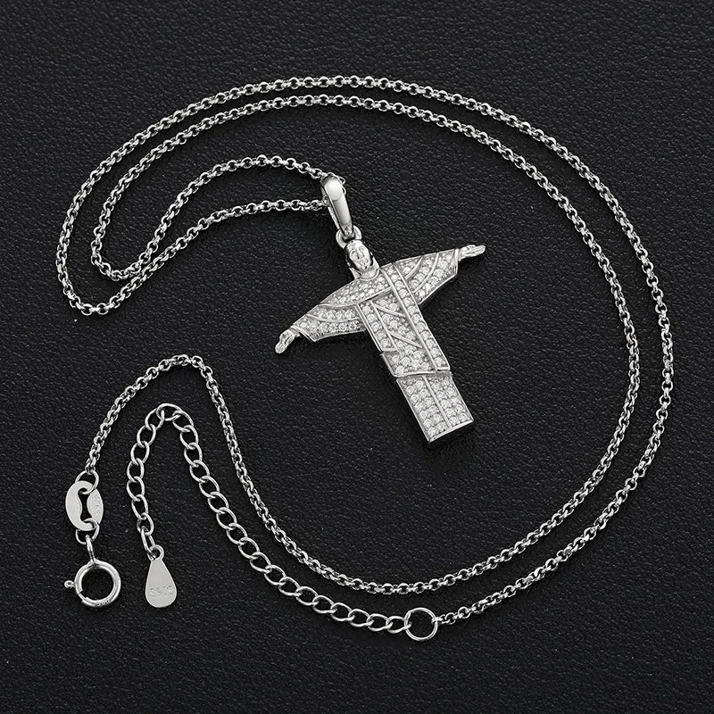 925 Sterling Silver Religious Pendant Moissanite Pendant Necklace For Women Men Christmas Gift Party Fine Jewelry Dropshipping
