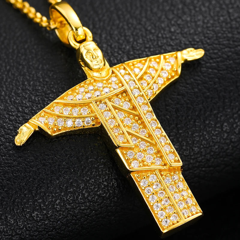 925 Sterling Silver Religious Pendant Moissanite Pendant Necklace For Women Men Christmas Gift Party Fine Jewelry Dropshipping