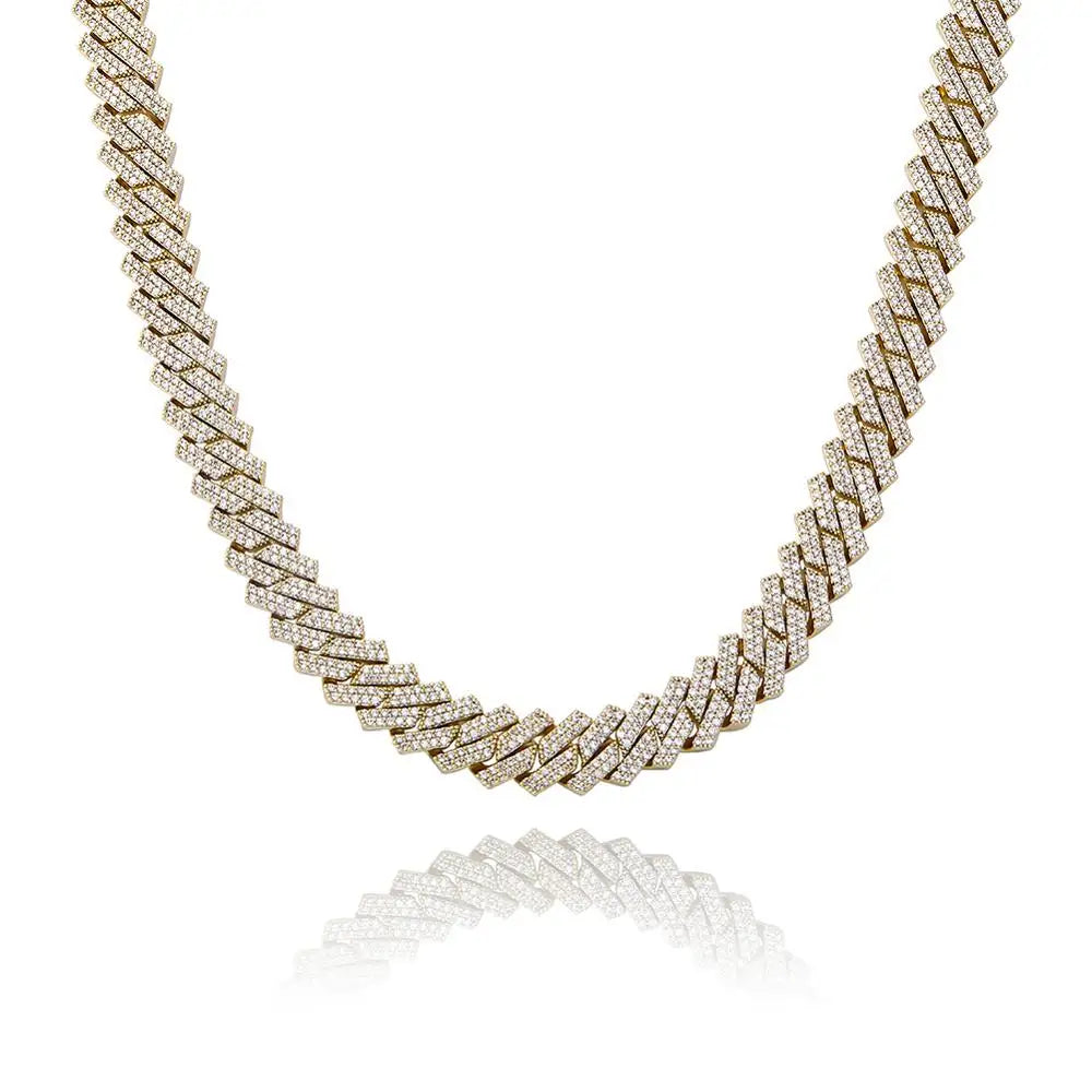 TOPGRILLZ 12mm/14mm Iced Micro Pave Cubic Zirconia Cuban Chain Necklace With Box Clasp Hip Hop Fashion Jewelry Gift Men Women
