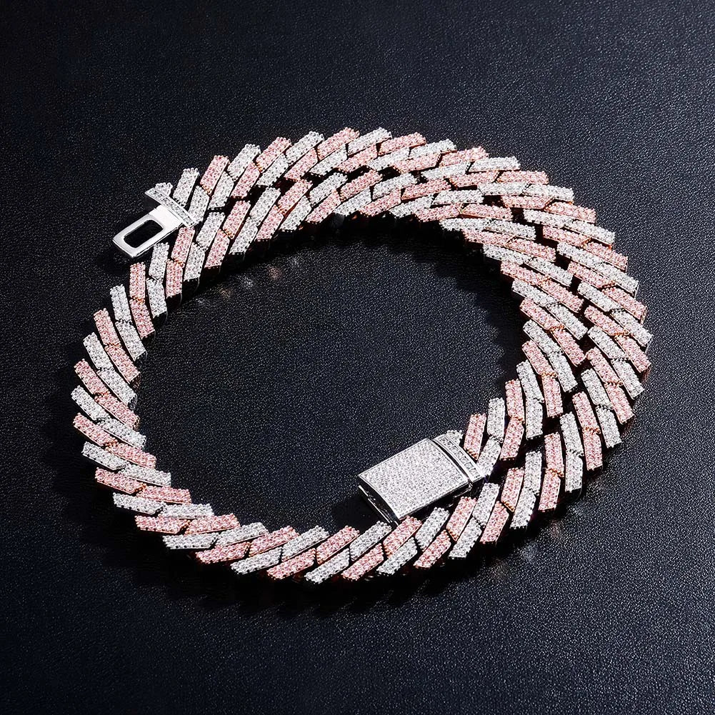 TOPGRILLZ 12mm/14mm Iced Micro Pave Cubic Zirconia Cuban Chain Necklace With Box Clasp Hip Hop Fashion Jewelry Gift Men Women