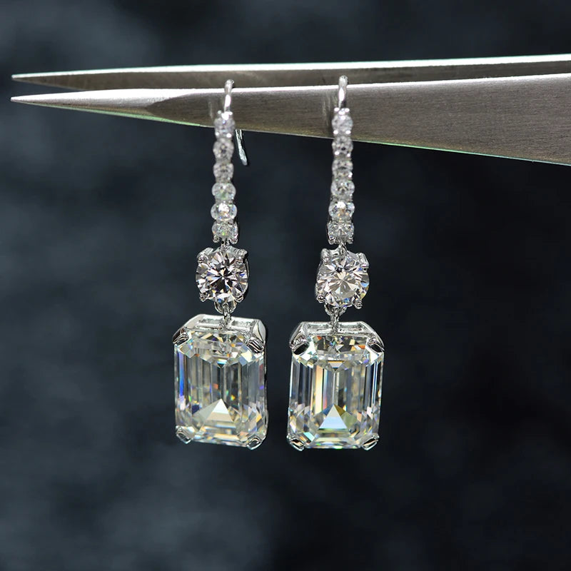 OEVAS Luxury 925 Sterling Silver High Carbon Diamond Gemstone White Gold Drop Dangle Hook Earrings Fine Jewelry Gift Wholesale
