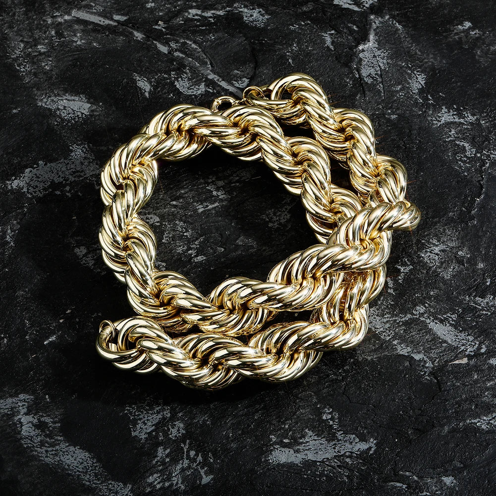 TOPGRILLZ 2021 New 30MM Rope Chain Stainless Steel Mens Luxury Necklace Hip Hop Heavy Metal Punk jewelry 30" For Party Gift