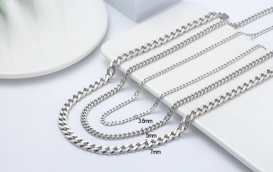 ORSA JEWELS Silver 925 Diamond-Cut Cuban Bracelet for Women Men 3.6/5/7mm Link Curb Chain Punk Cuban Bracelet Jewelry SB104