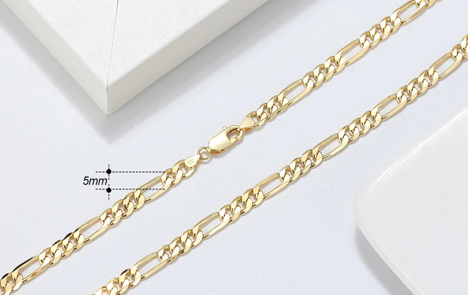 ORSA JEWELS Trendy Men Woman Figaro Chain Necklace 3.3/5/7mm Diamond-Cut Figaro Chain 925 Silver Jewelry Party Gift OSC34