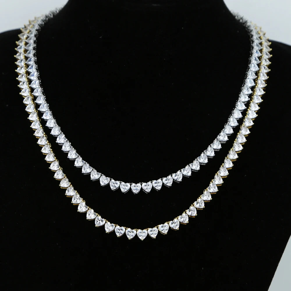 Wholesale 5A heart shape CZ iced out bling heart cz tennis necklace for women girlfriend valentine's gift fashion jewelry