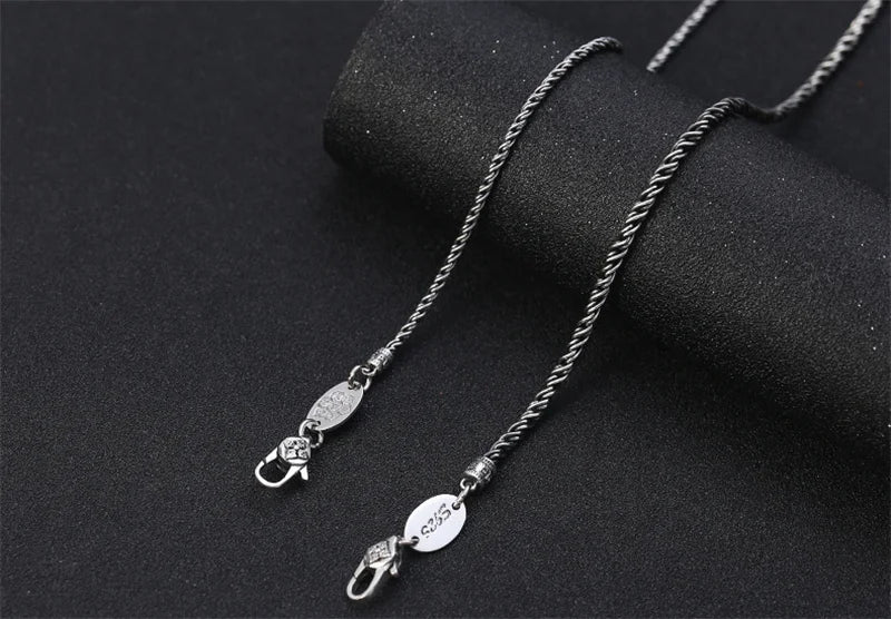 BOCAI S925 Sterling Silver Necklace for Men Women New Vajra Pestle Six Syllable Mantra Weaven-Chain Pure Argentum Jewelry