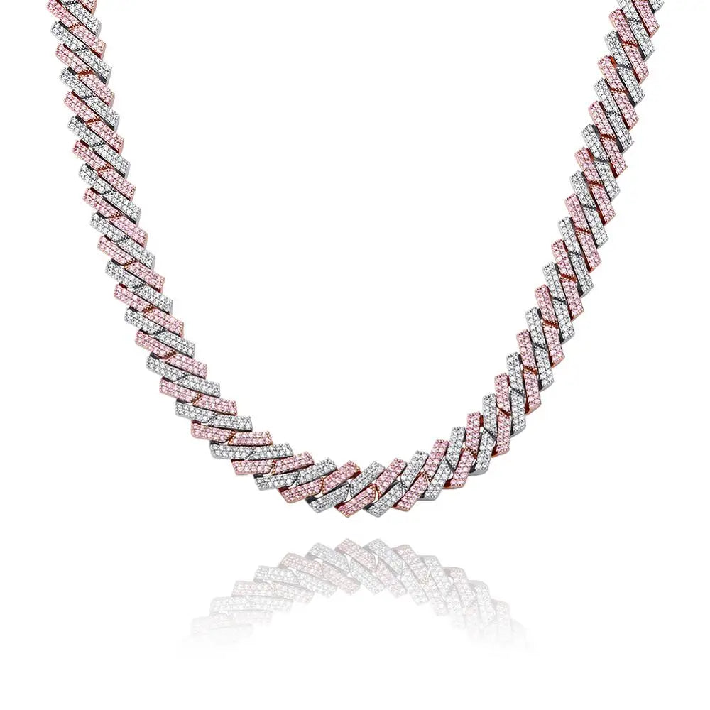 TOPGRILLZ 12mm/14mm Iced Micro Pave Cubic Zirconia Cuban Chain Necklace With Box Clasp Hip Hop Fashion Jewelry Gift Men Women