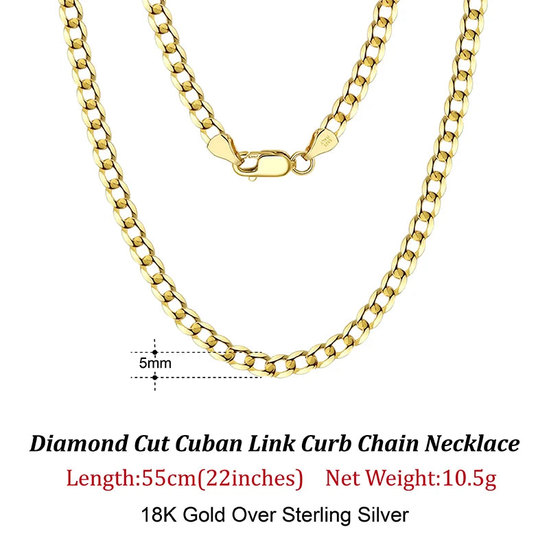 ORSA JEWELS 925 Sterling Silver Italian 3mm/5mm Cuban Chain Necklace for Women Men Handmade Fashion Silver Necklace Jewelry SC60