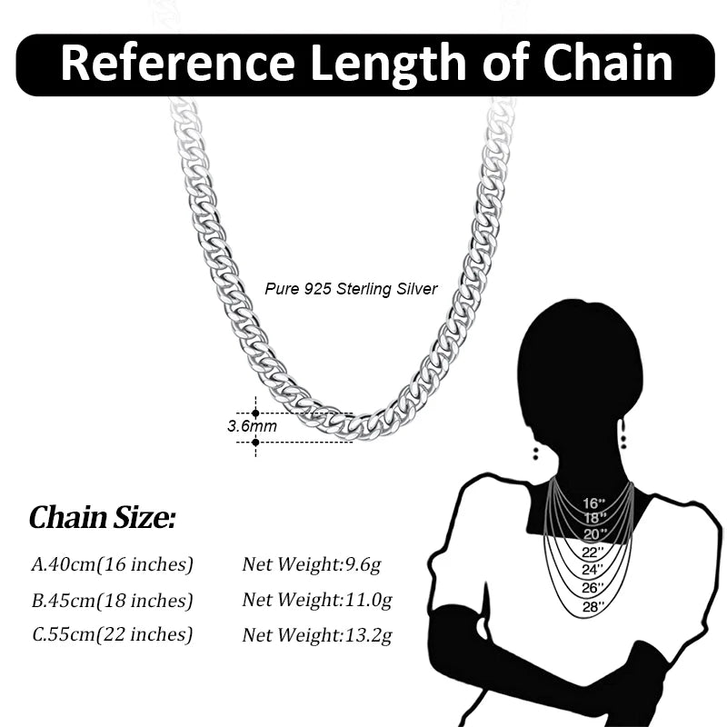 ORSA JEWELS Silver 925 Diamond-Cut Cuban Bracelet for Women Men 3.6/5/7mm Link Curb Chain Punk Cuban Bracelet Jewelry SB104