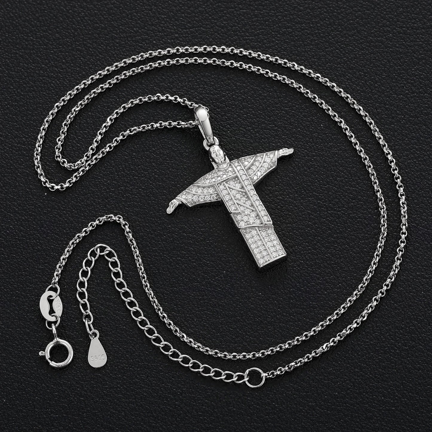 925 Sterling Silver Religious Pendant Moissanite Pendant Necklace For Women Men Christmas Gift Party Fine Jewelry Dropshipping