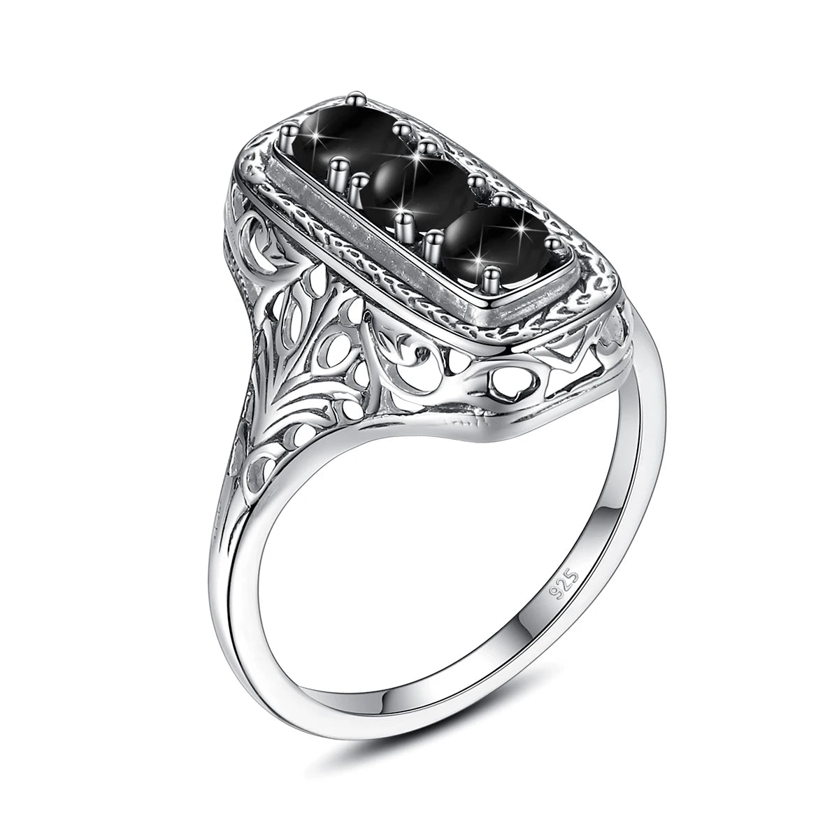Szjinao Classic 3 Stone Aquamarine Ring For Woman Silver 925 Round Vintage Anniversary Party Gift Quality Fine Jewelry New Style