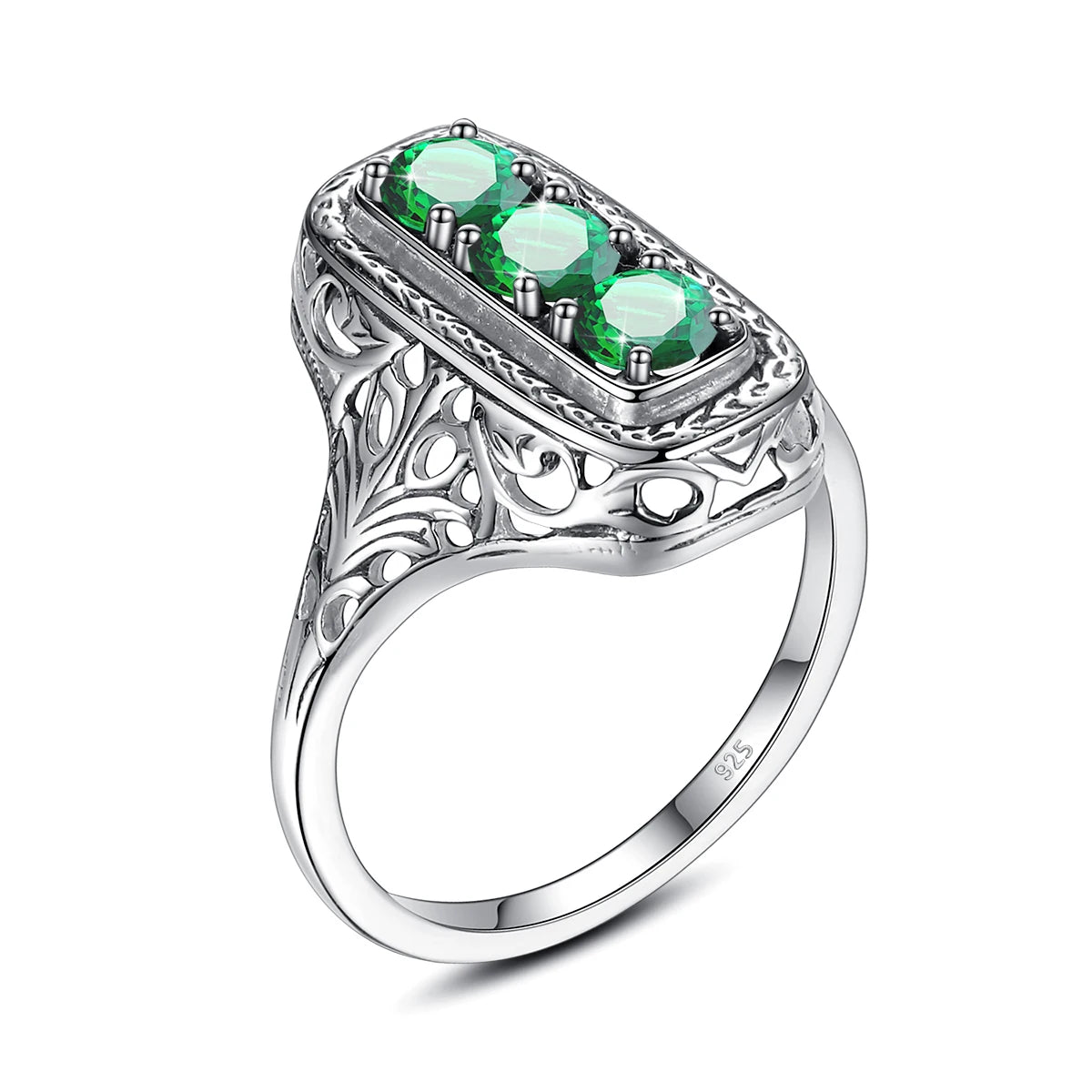 Szjinao Classic 3 Stone Aquamarine Ring For Woman Silver 925 Round Vintage Anniversary Party Gift Quality Fine Jewelry New Style