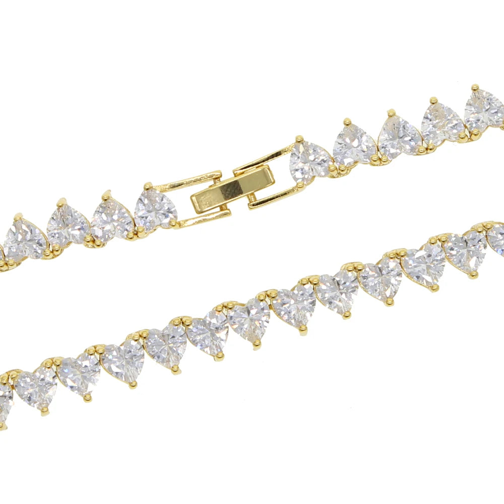Wholesale 5A heart shape CZ iced out bling heart cz tennis necklace for women girlfriend valentine's gift fashion jewelry