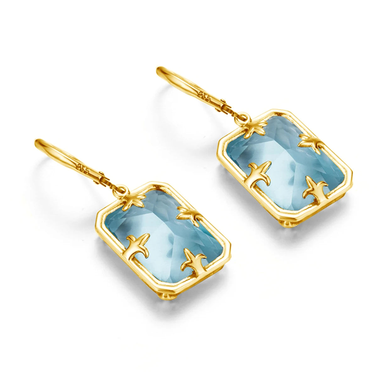 Real Silver 925 Earring For Women Trend Aquamarine Earrings Gold Plated Anniversary Party Banquet Luxury Fine Jewelry Accessorie