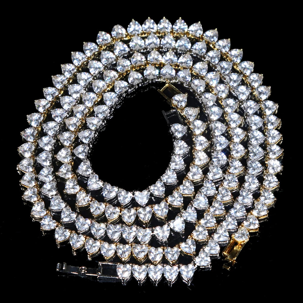 Wholesale 5A heart shape CZ iced out bling heart cz tennis necklace for women girlfriend valentine's gift fashion jewelry