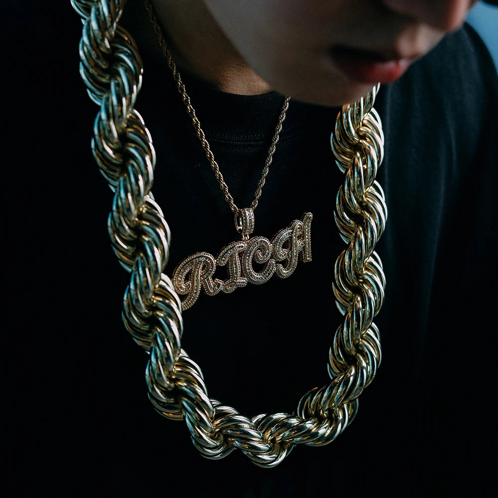 TOPGRILLZ 2021 New 30MM Rope Chain Stainless Steel Mens Luxury Necklace Hip Hop Heavy Metal Punk jewelry 30" For Party Gift