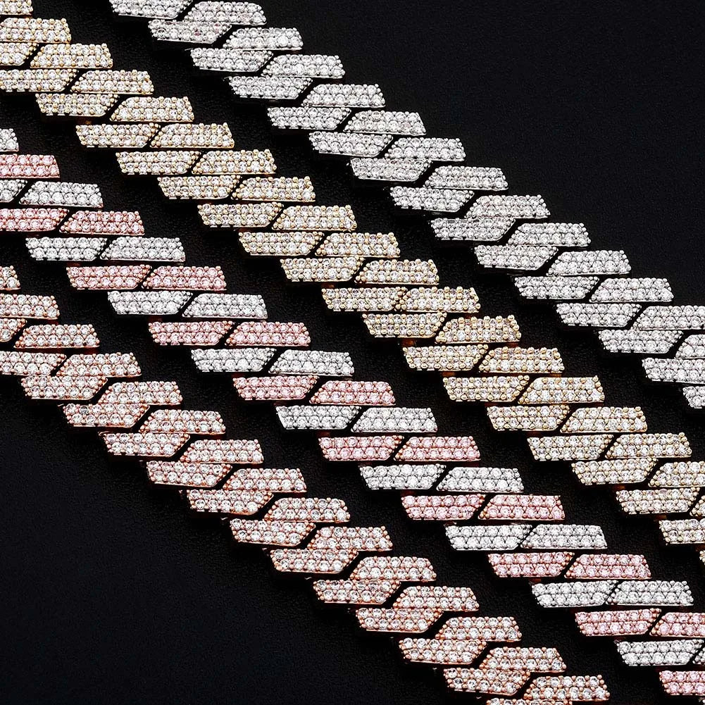 TOPGRILLZ 12mm/14mm Iced Micro Pave Cubic Zirconia Cuban Chain Necklace With Box Clasp Hip Hop Fashion Jewelry Gift Men Women