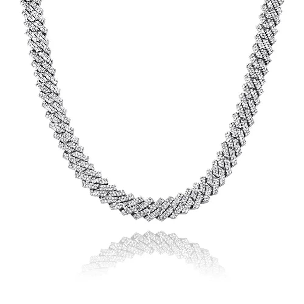 TOPGRILLZ 12mm/14mm Iced Micro Pave Cubic Zirconia Cuban Chain Necklace With Box Clasp Hip Hop Fashion Jewelry Gift Men Women