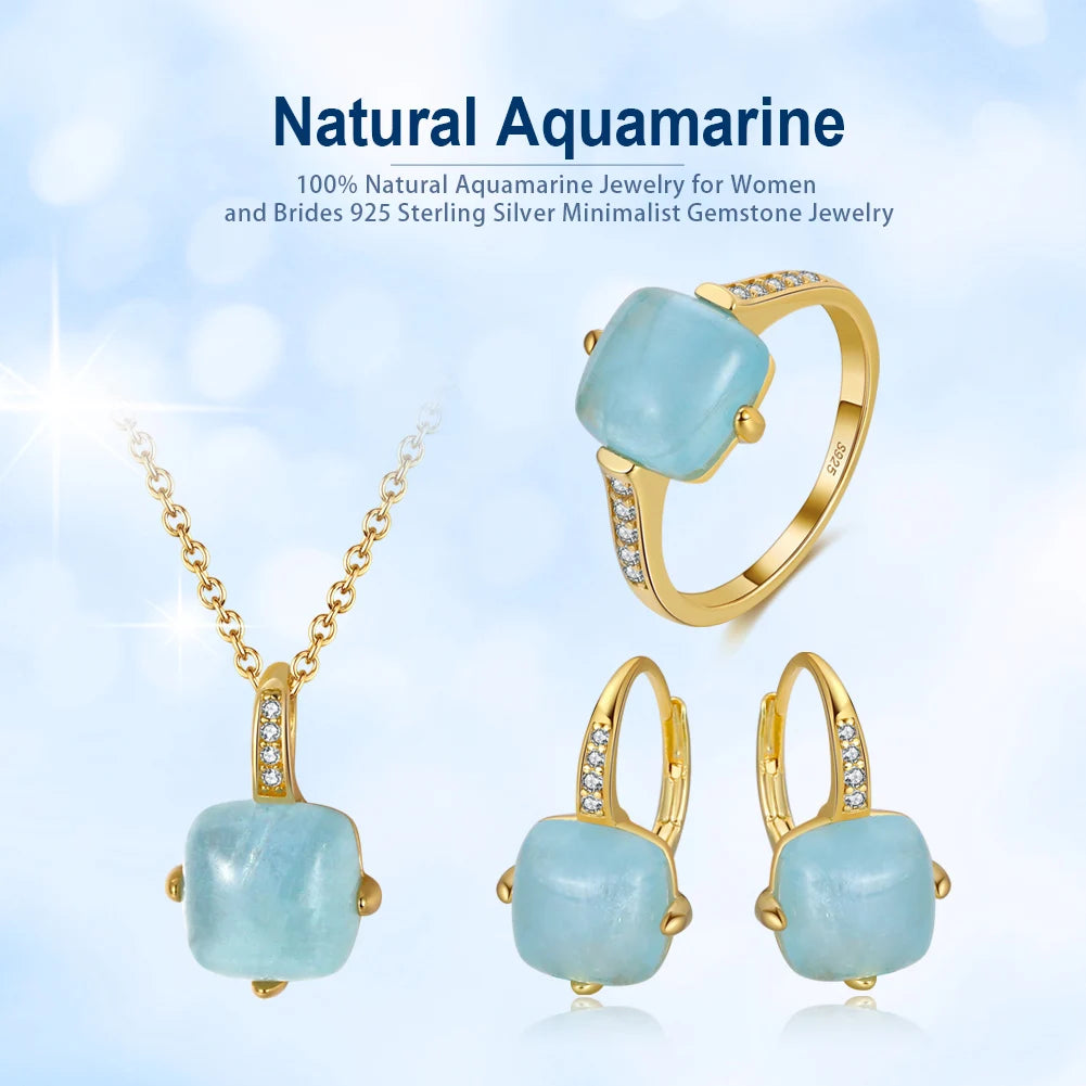 ORSA JEWELS Fashion Natural Cushion Cut Aquamarine 925 Sterling Silver Dainty Earrings for Women Brides Jewelry Gifts GME09
