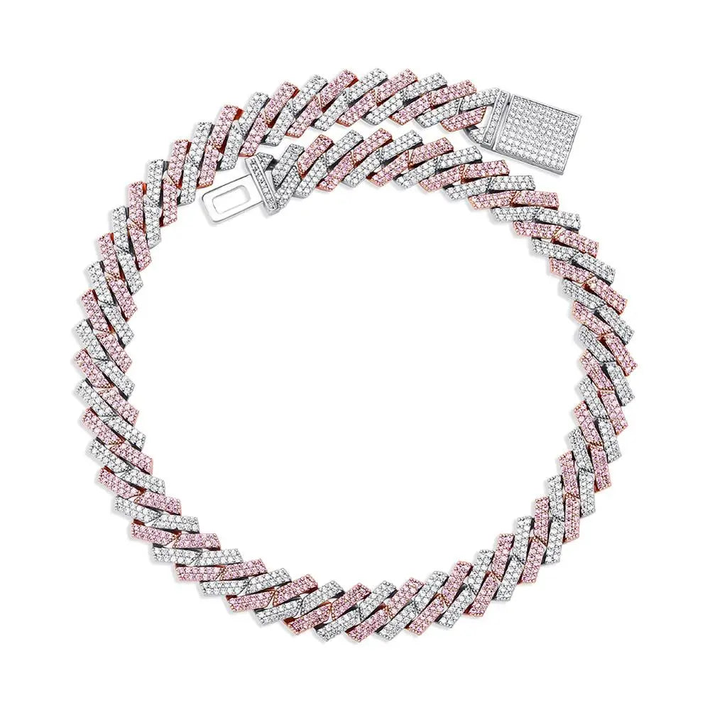 TOPGRILLZ 12mm/14mm Iced Micro Pave Cubic Zirconia Cuban Chain Necklace With Box Clasp Hip Hop Fashion Jewelry Gift Men Women