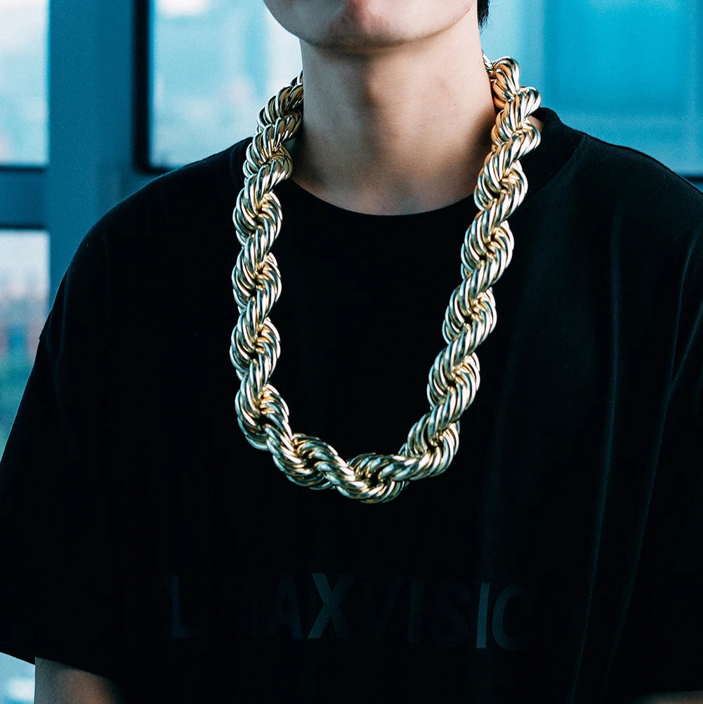 TOPGRILLZ 2021 New 30MM Rope Chain Stainless Steel Mens Luxury Necklace Hip Hop Heavy Metal Punk jewelry 30" For Party Gift