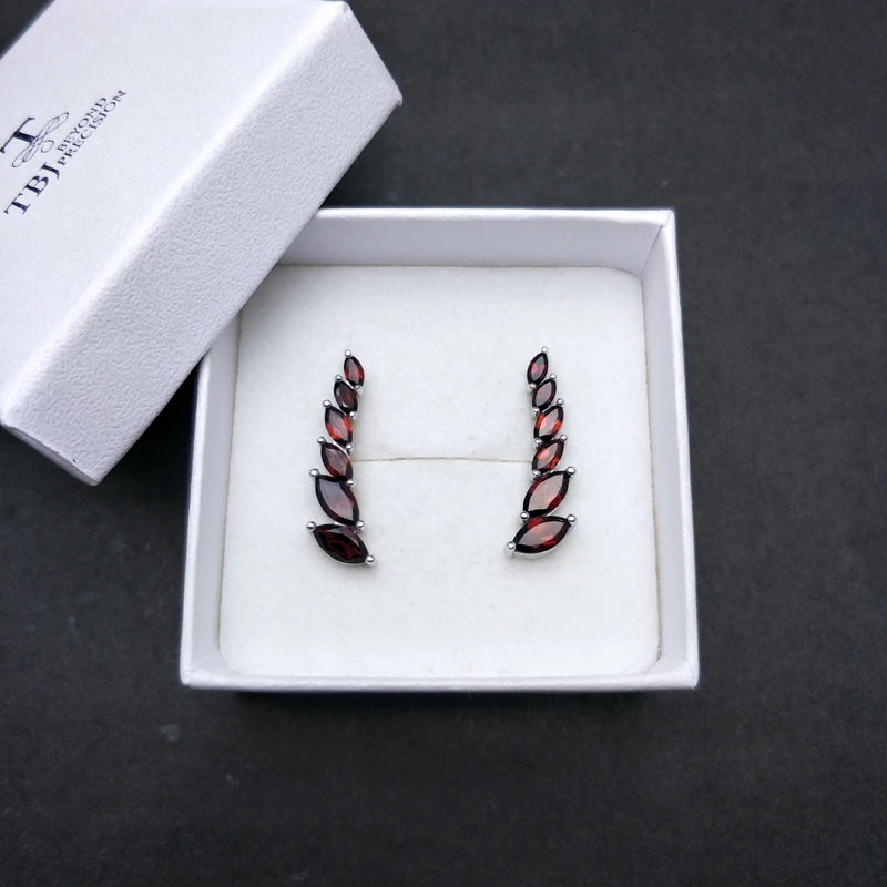TBJ,natural gemstone garnet earrings simple design 925 sterling silver fine jewelry for women Black Friday or Christmas gift
