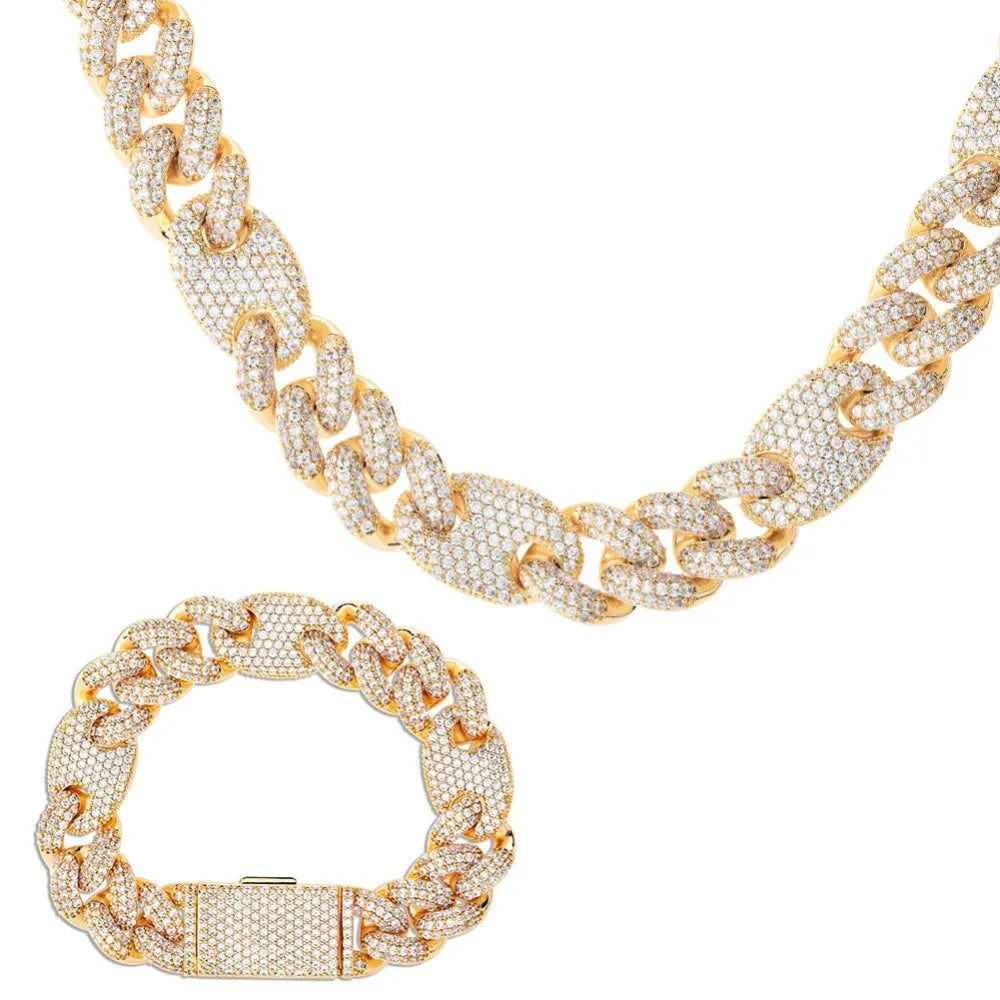 TOPGRILLZ 16mm Miami New Box Clasp Cuban Link Chain Gold Silver Color Necklace Iced Out Cubic Zirconia Bling Hip hop Jewelry