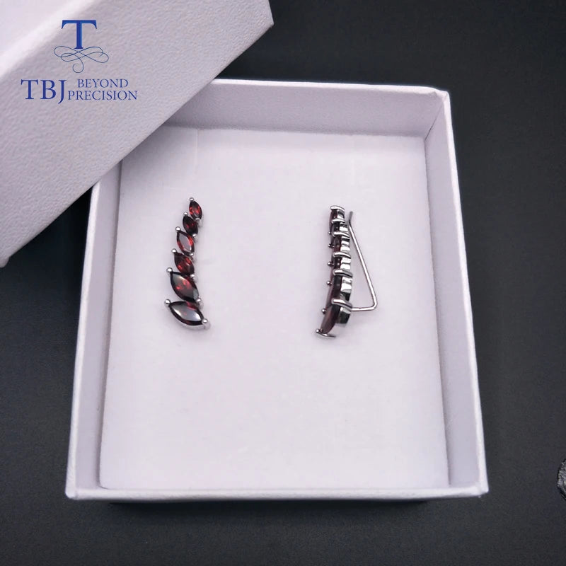 TBJ,natural gemstone garnet earrings simple design 925 sterling silver fine jewelry for women Black Friday or Christmas gift