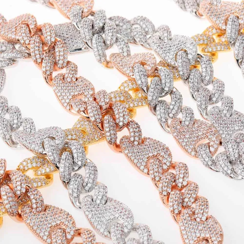 TOPGRILLZ 16mm Miami New Box Clasp Cuban Link Chain Gold Silver Color Necklace Iced Out Cubic Zirconia Bling Hip hop Jewelry