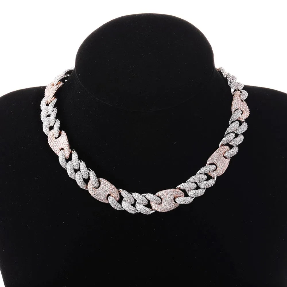 TOPGRILLZ 16mm Miami New Box Clasp Cuban Link Chain Gold Silver Color Necklace Iced Out Cubic Zirconia Bling Hip hop Jewelry
