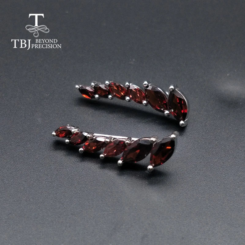 TBJ,natural gemstone garnet earrings simple design 925 sterling silver fine jewelry for women Black Friday or Christmas gift