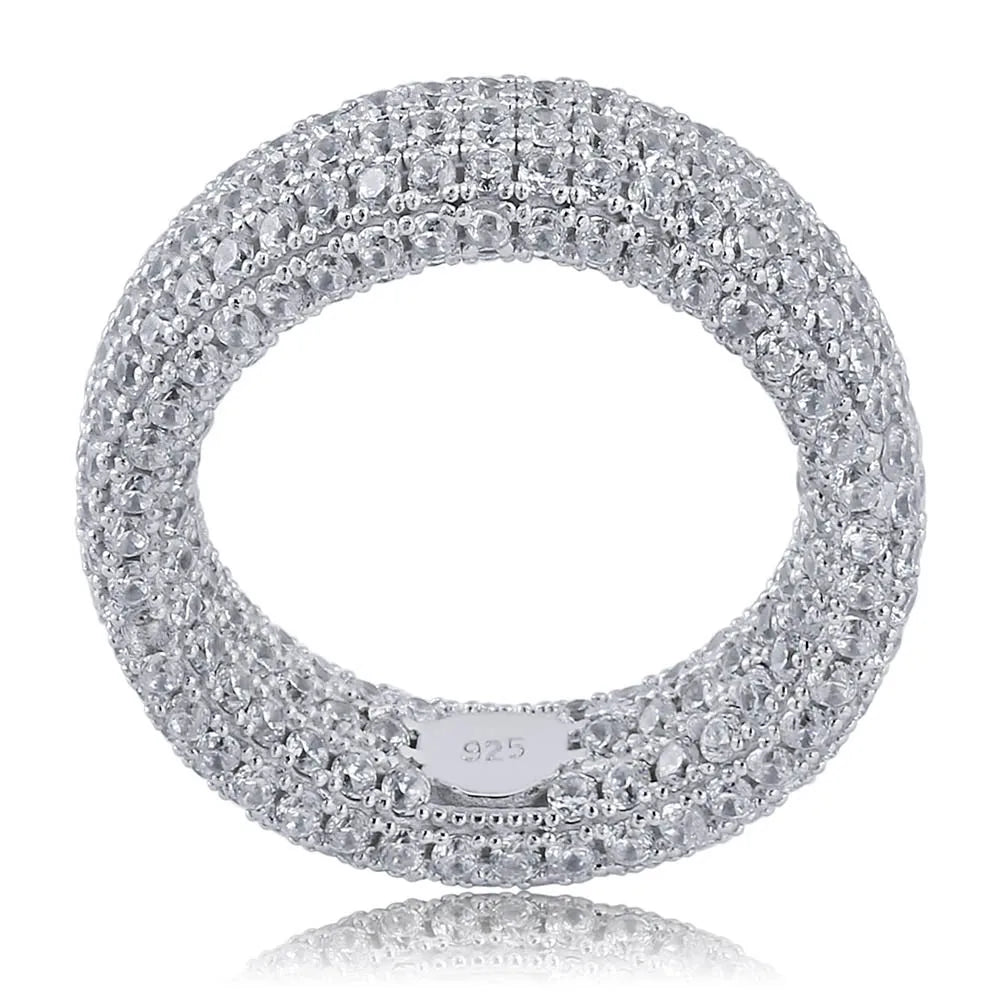 TOPGRILLZ 925 Sterling Silver Stamp Full Iced Out Cubic Zirconia Mens Women Engagement Rings Charm Jewelry For Gifts