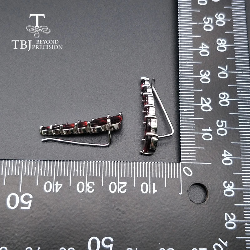 TBJ,natural gemstone garnet earrings simple design 925 sterling silver fine jewelry for women Black Friday or Christmas gift