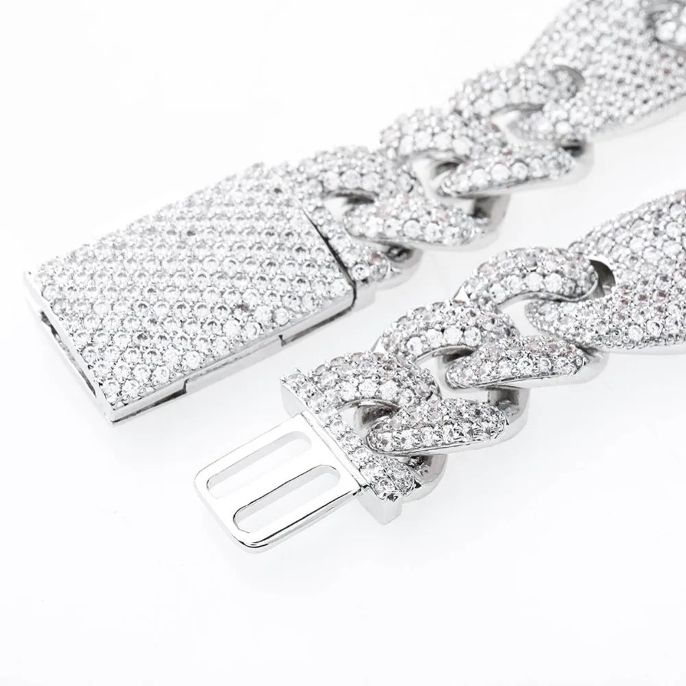 TOPGRILLZ 16mm Miami New Box Clasp Cuban Link Chain Gold Silver Color Necklace Iced Out Cubic Zirconia Bling Hip hop Jewelry