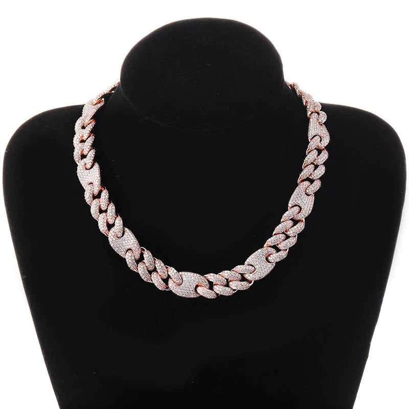 TOPGRILLZ 16mm Miami New Box Clasp Cuban Link Chain Gold Silver Color Necklace Iced Out Cubic Zirconia Bling Hip hop Jewelry