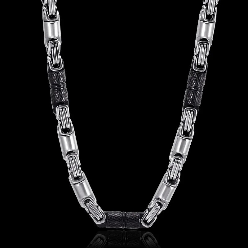 6mm Heavy 18K Gold Color Stainless Steel Byzantine Chain Necklace Men Women Punk Rock Hiphop Black Biker Bike Choker Jewelry