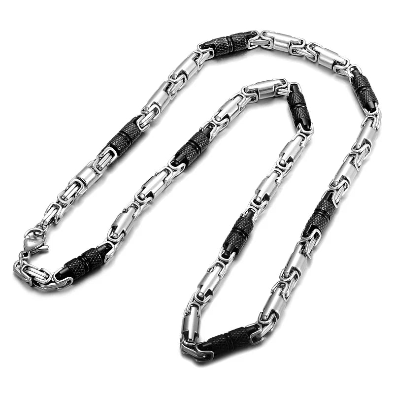 6mm Heavy 18K Gold Color Stainless Steel Byzantine Chain Necklace Men Women Punk Rock Hiphop Black Biker Bike Choker Jewelry