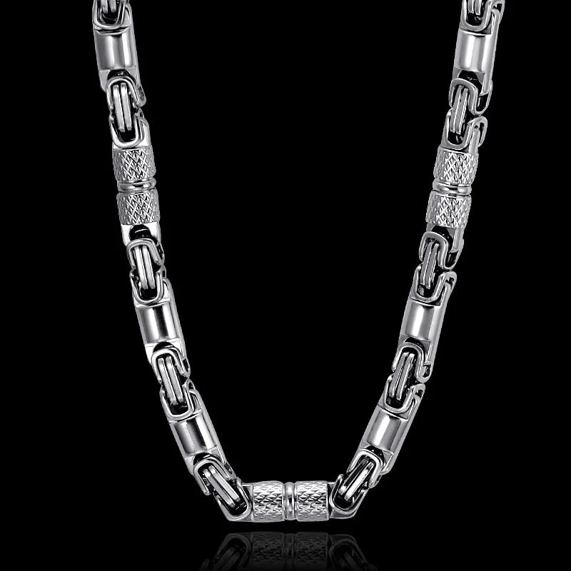 6mm Heavy 18K Gold Color Stainless Steel Byzantine Chain Necklace Men Women Punk Rock Hiphop Black Biker Bike Choker Jewelry
