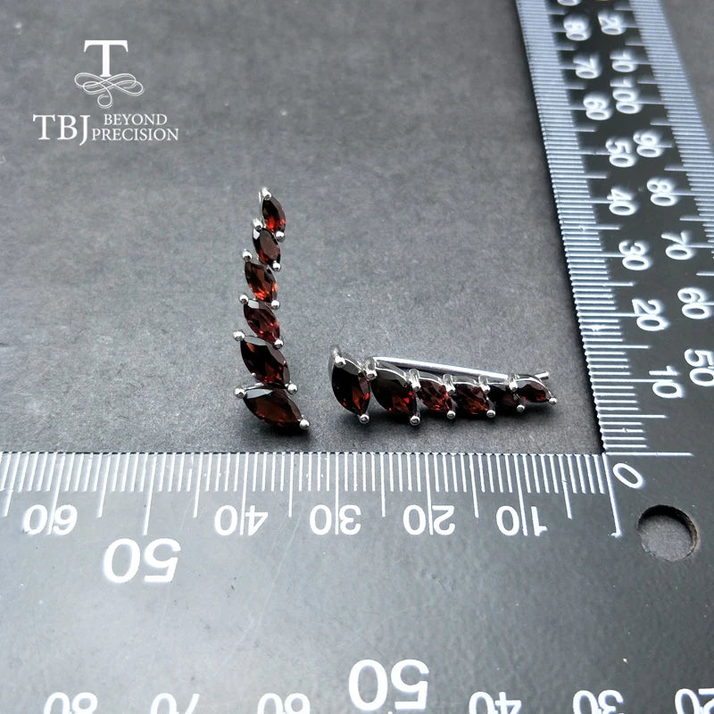 TBJ,natural gemstone garnet earrings simple design 925 sterling silver fine jewelry for women Black Friday or Christmas gift