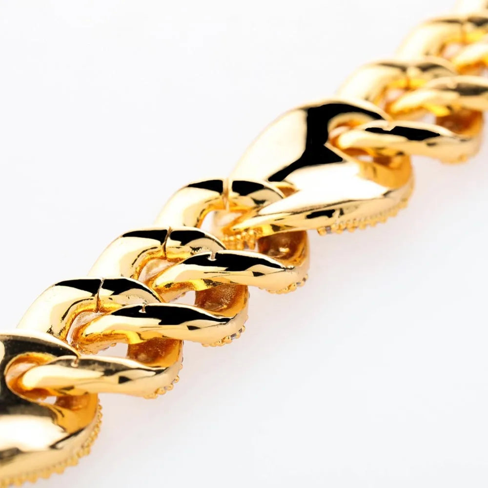 TOPGRILLZ 16mm Miami New Box Clasp Cuban Link Chain Gold Silver Color Necklace Iced Out Cubic Zirconia Bling Hip hop Jewelry