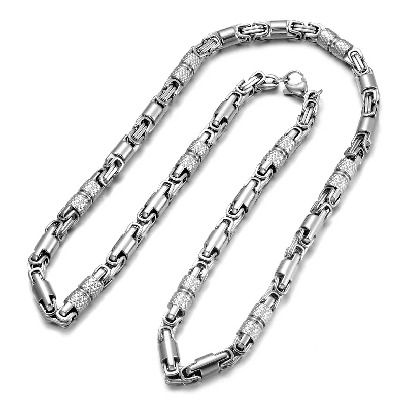 6mm Heavy 18K Gold Color Stainless Steel Byzantine Chain Necklace Men Women Punk Rock Hiphop Black Biker Bike Choker Jewelry