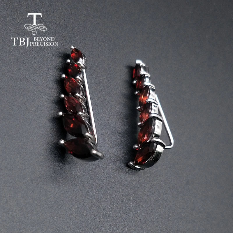 TBJ,natural gemstone garnet earrings simple design 925 sterling silver fine jewelry for women Black Friday or Christmas gift