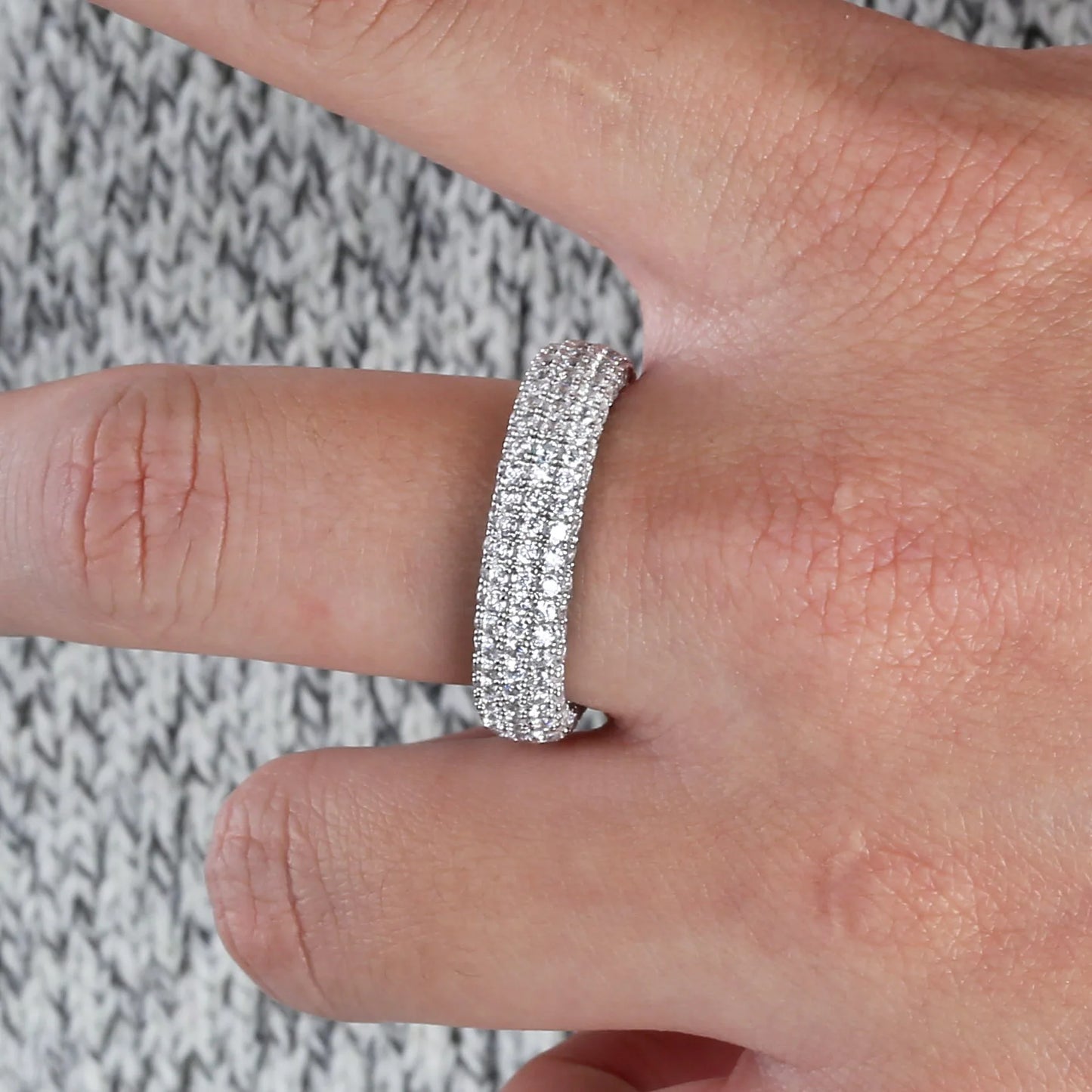 TOPGRILLZ 925 Sterling Silver Stamp Full Iced Out Cubic Zirconia Mens Women Engagement Rings Charm Jewelry For Gifts