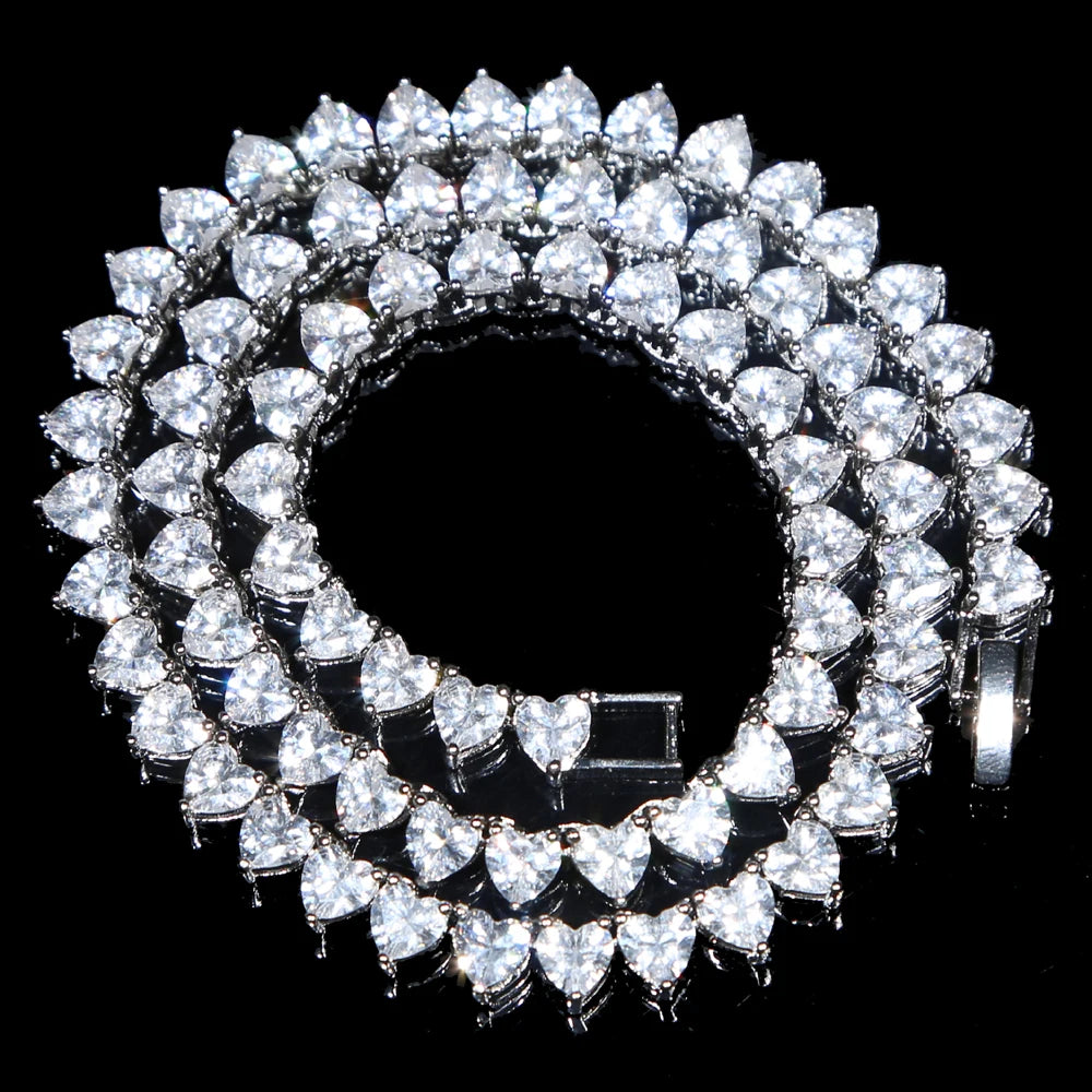 Wholesale 5A heart shape CZ iced out bling heart cz tennis necklace for women girlfriend valentine's gift fashion jewelry