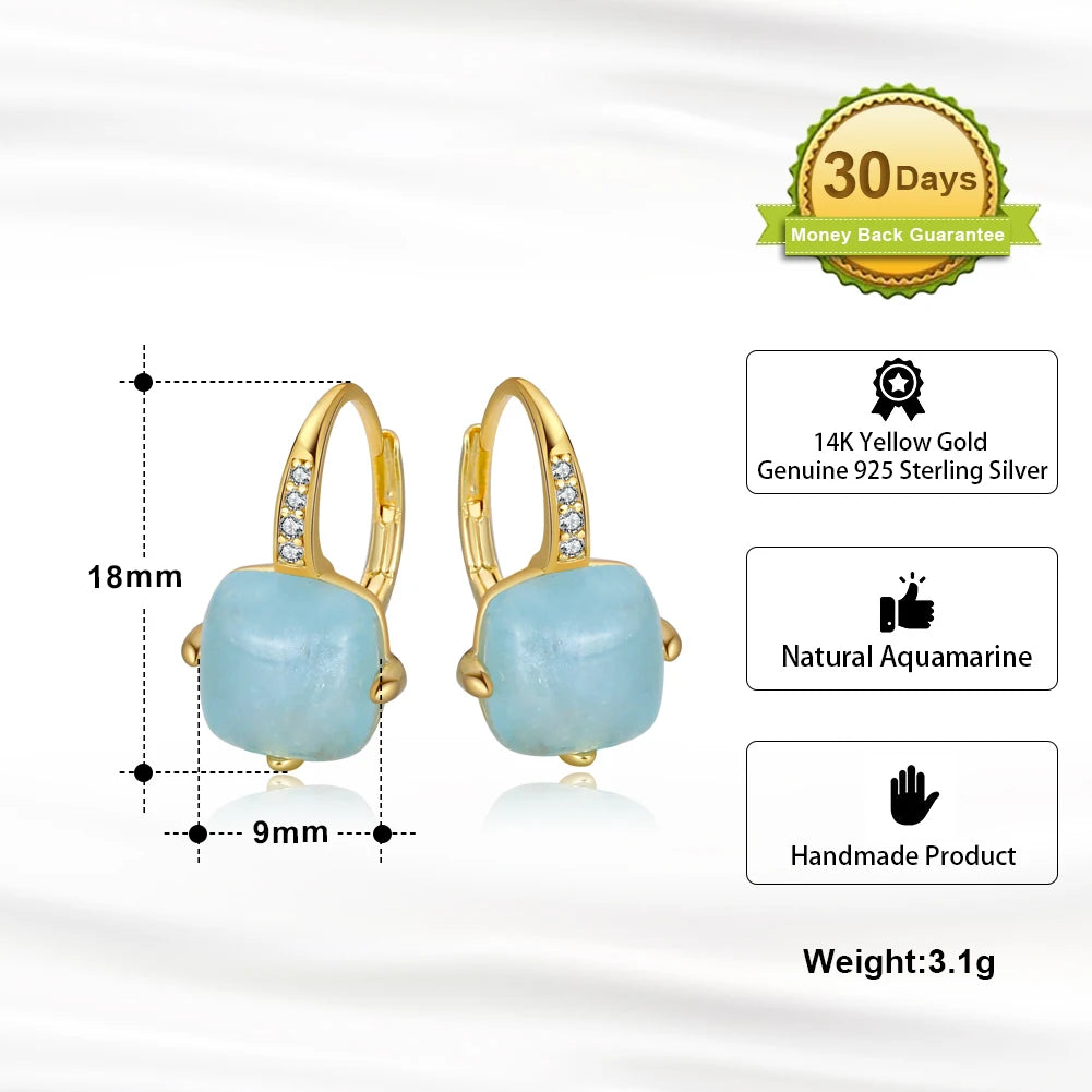 ORSA JEWELS Fashion Natural Cushion Cut Aquamarine 925 Sterling Silver Dainty Earrings for Women Brides Jewelry Gifts GME09