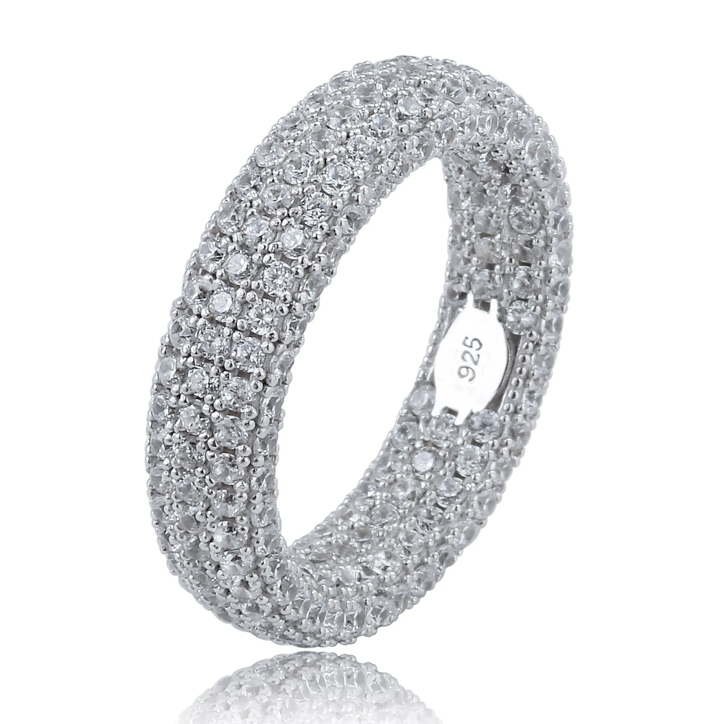 TOPGRILLZ 925 Sterling Silver Stamp Full Iced Out Cubic Zirconia Mens Women Engagement Rings Charm Jewelry For Gifts